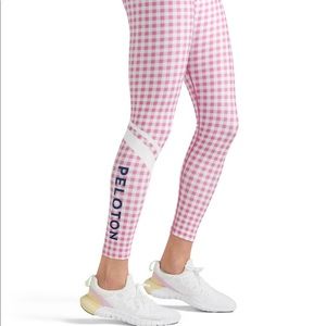 Peloton pink gingham high waist legging